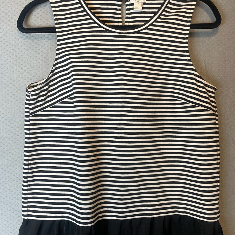 J. Crew Black and White Boxy Peplum Tank Top